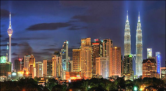 Kuala Lumpur skyline at night.