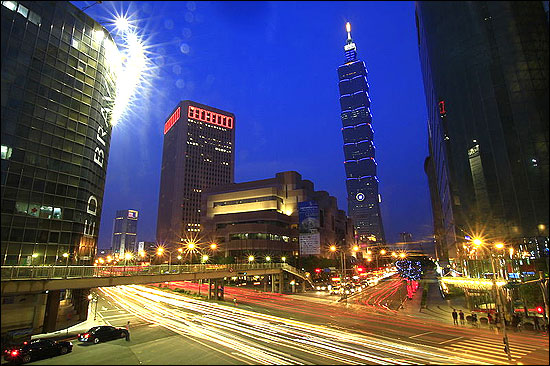 Taipei 101 at night.