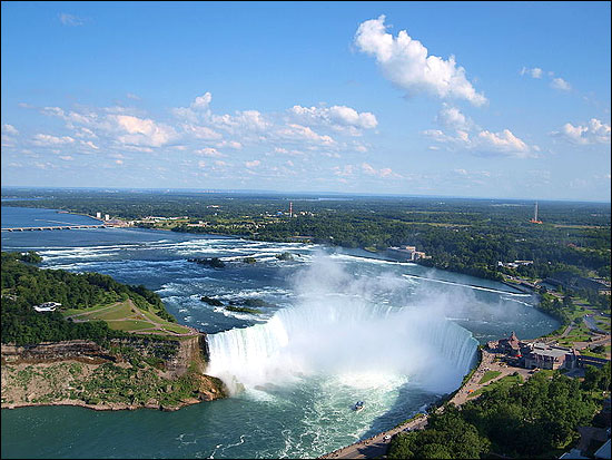 The Horseshoe Falls in Niagara Falls, Ontario, is one of the world's most voluminous waterfalls.