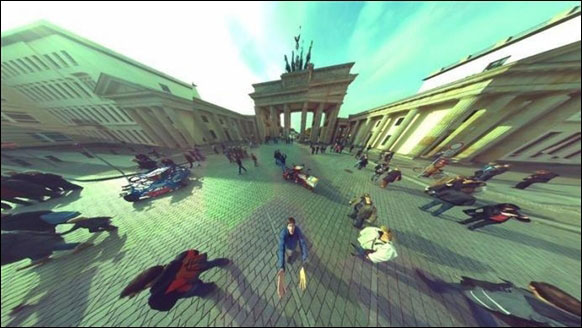 A handout photo shows a section of a 360-degrees panoramic image taken in front of Brandenburg Gate in Berlin.