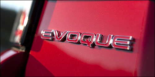 Range Rover Evoque badge detail.