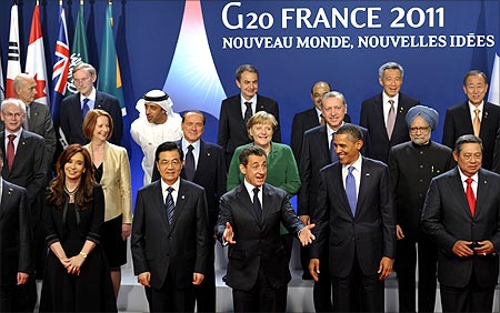 G20 leaders during the G20 Summit of major world economies in Cannes.