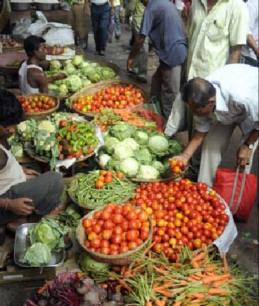 A vegetable market.