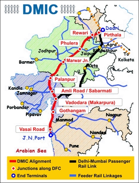 Delhi Mumbai Industrial Corridor map.
