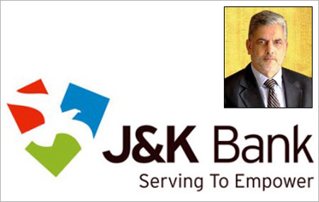 J&K Bank logo; Inset: Mushtaq Ahmed, bank's chairman & CEO.