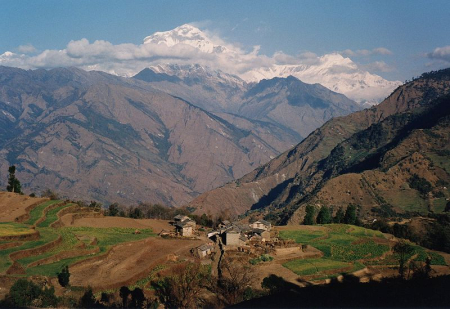 View of Dhaulagiri mountain from Ghorepani, Nepal.