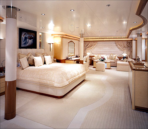 Cabin in the luxury yacht.
