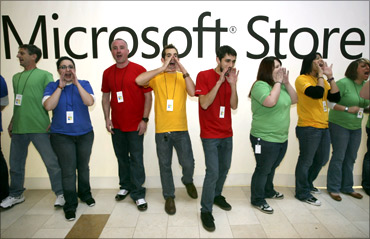 Employees of the new Microsoft Store.