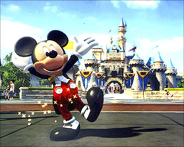 The new game Kinect Disneyland Adventures is shown on screen at the Microsoft E3 XBOX 360.