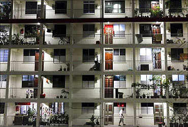 An old public housing estate flat in Singapore.