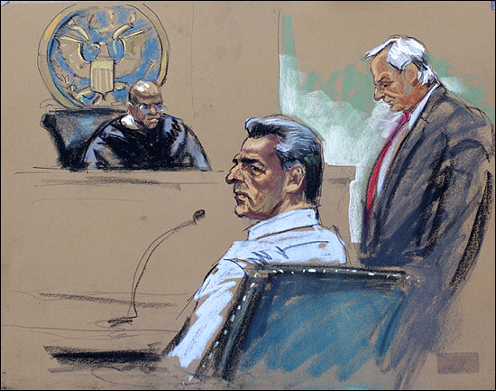 Rajat Gupta is seen in this courtroom sketch during his appearance in Manhattan Federal Court in New York.