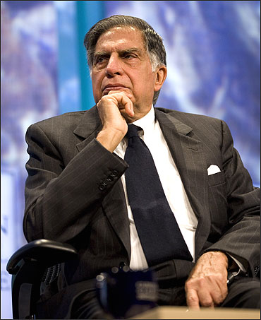 Ratan Tata listens during a panel discussion in New York City.