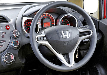 Steering wheel of Honda Jazz.