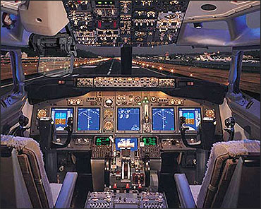 Cockpit of a business jet.
