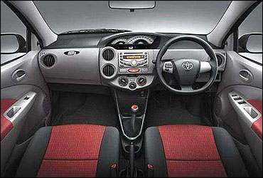 Interior view of Toyota Etios.