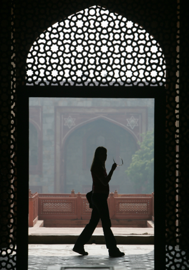 A woman tours Humayun's Tomb in New Delhi.