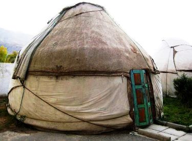 A yurt hotel room in Nayrn, Kyrgyzstan.