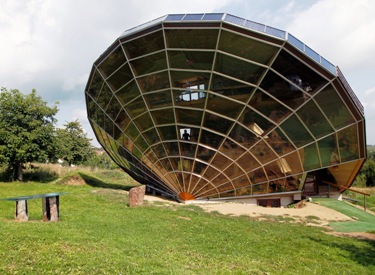 The Heliodome, a bioclimatic solar house is seen in Cosswiller in the Alsacian countryside, France.