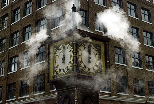 The Gastown Steam Clock marks the noon hour in Vancouver.