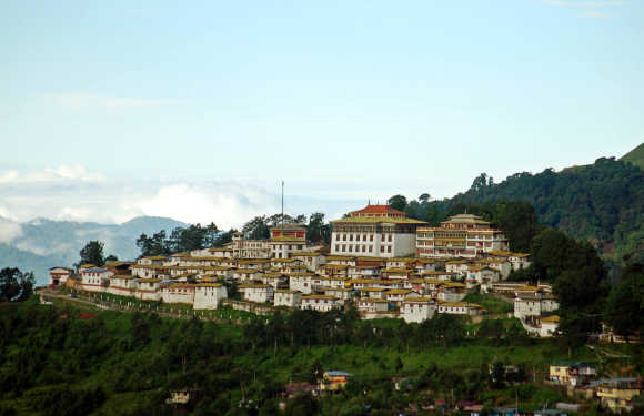 An aerial view shows the Tawang monastery in Arunachal Pradesh near the border with China.
