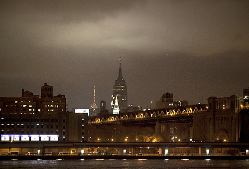The Empire State Building is seen with its lights turned off in participation with Earth Hour in New York.
