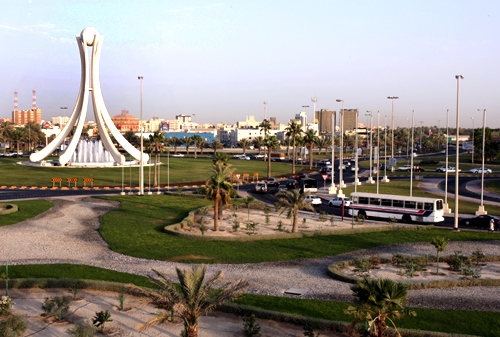 The Bahraini monument ''Pear Junction'' is seen after its new face lift in Manama.