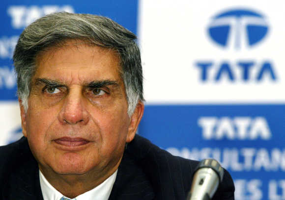 Ratan Tata, Chairman of Tata Sons, at a news conference in Mumbai.
