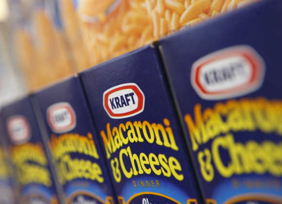 Kraft Macaroni and Cheese is displayed at the company's headquarters in Northfield, Illinois, US.