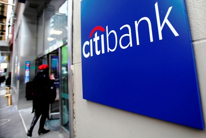 A woman walks into a Citibank branch in New York.