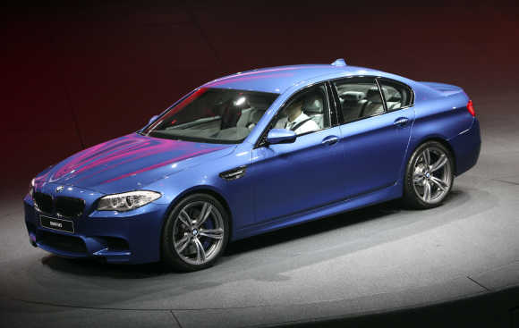 German luxury carmaker BMW presents the company's new M5 series during the International Motor Show in Frankfurt.