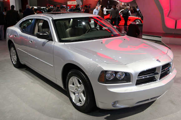 The 2006 Dodge Charger SXT is displayed at the New York International Auto Show.