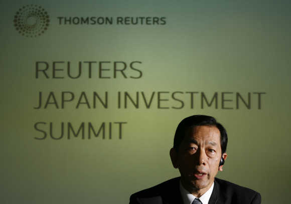 Tokio Marine Holdings President Sumi speaks at Reuters Japan Investment Summit in Tokyo.