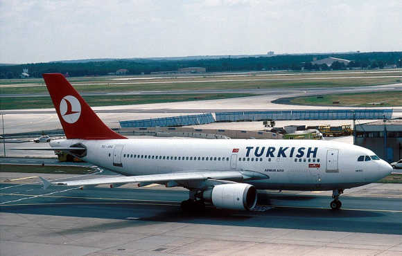 A Turkish plane at Frankfurt's Rhein-Main airport.