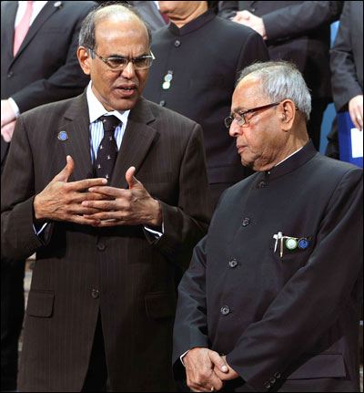 RBI governor D Subbarao and Pranab Mukherjee.