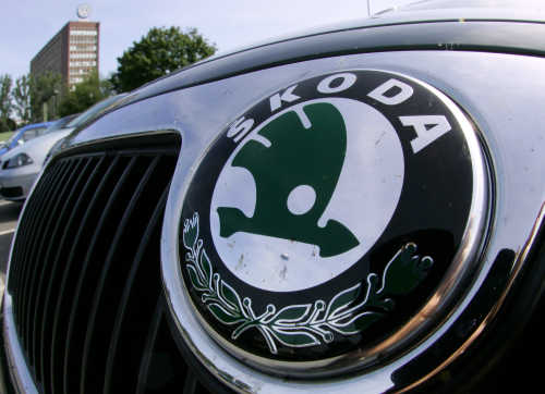 A logo of the Skoda company.