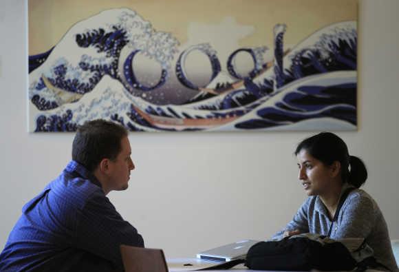 Google employees at its campus near Venice Beach in Los Angeles.