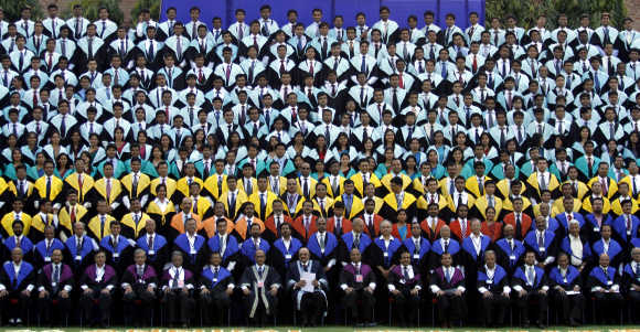 Students and faculty members of IIM attend their annual convocation ceremony in Ahmedabad.