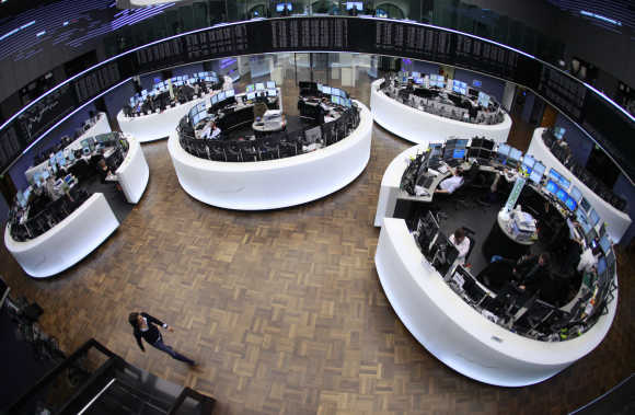 A view of the trading floor at the Frankfurt stock exchange.