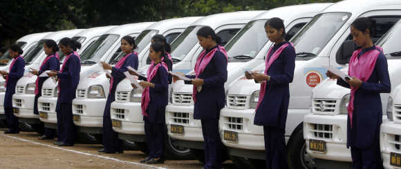 Women taxi drivers in Mumbai.