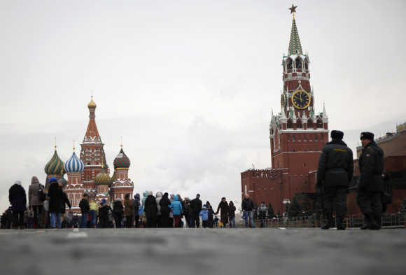 A view of the Red Square near the Kremlin in Moscow.