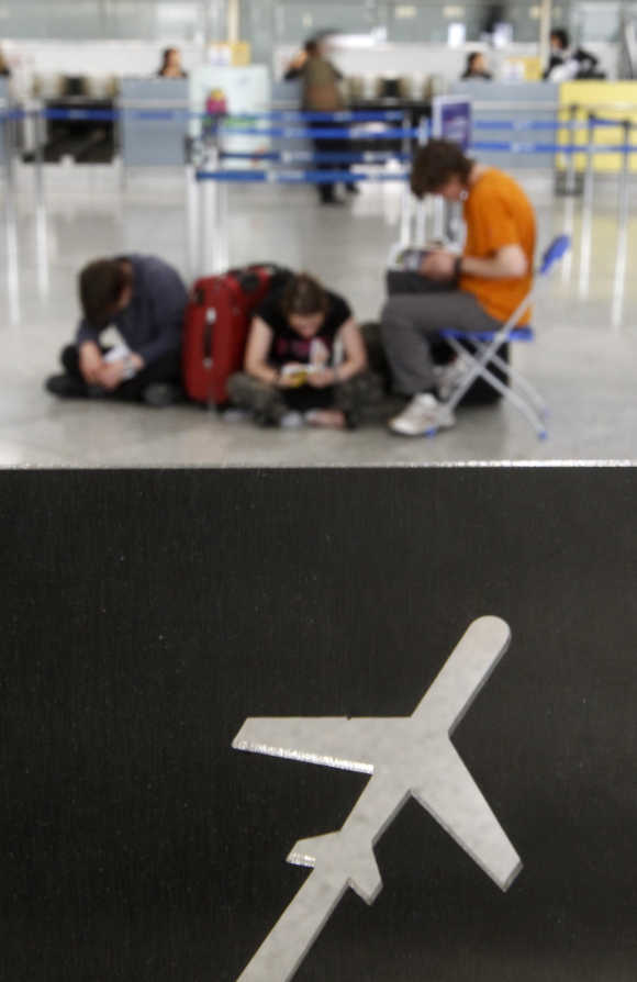 Passengers at Athens' International Airport.