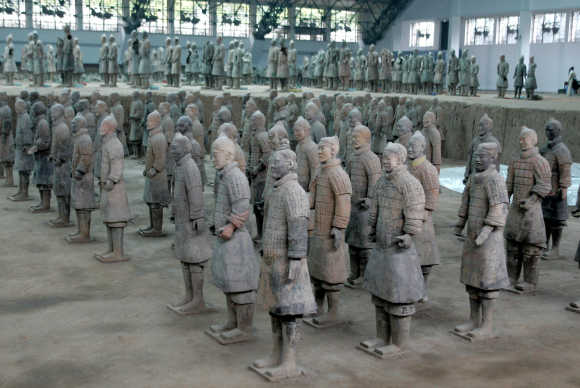 Tomb No 1, the largest of the three pits where China's army of terracotta soldiers are buried, at a museum located about 40km from the ancient capital of Xian in northern China.