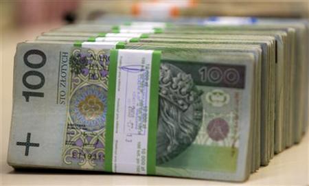 Polish currency is seen at PKO SA Bank in Warsaw