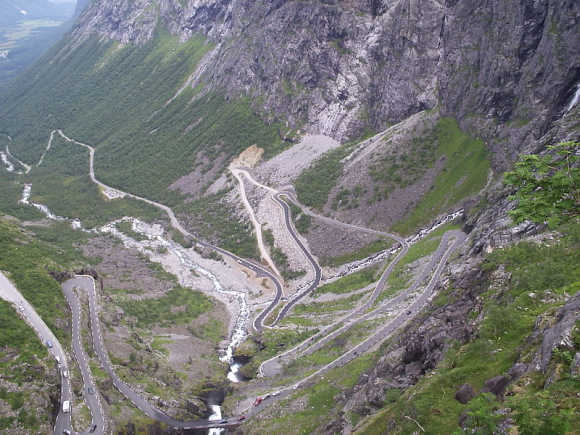 A view of the Trollstigen Road in Norway,