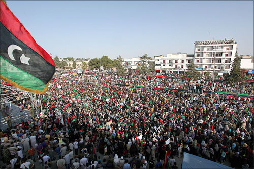Mass demonstration in Bayda, Libya.