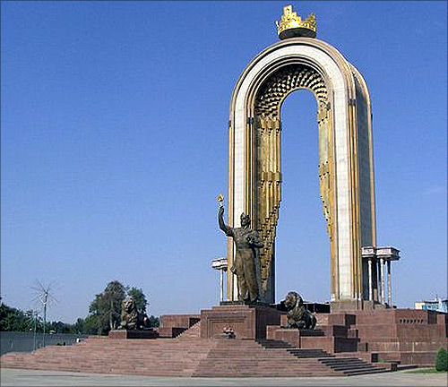 Ismoil Somoni monument in Dushanbe.