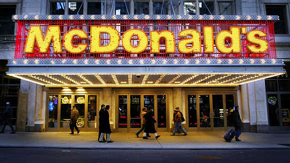 A McDonald's restaurant on 42nd Street in Times Square in New York.