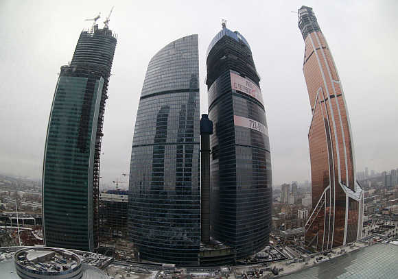 A view of the Moscow International Business Center and the Mercury City Tower.