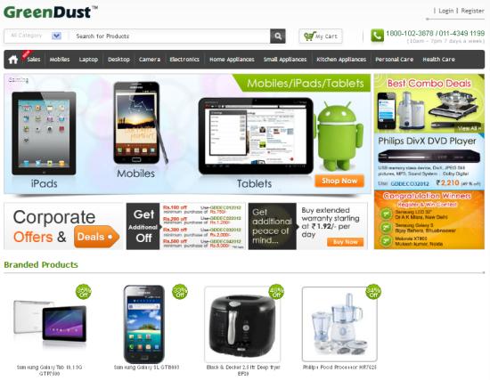 GreenDust website snapshot