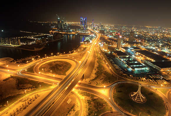 City view of Bahrain's capital Manama is seen from Abraj Al Lulu.